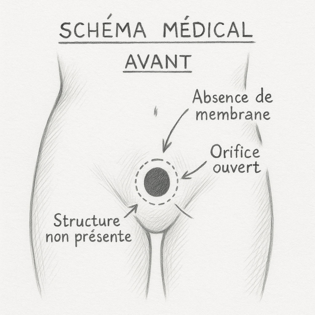 Avant hyménoplastie - État initial avant intervention chirurgicale