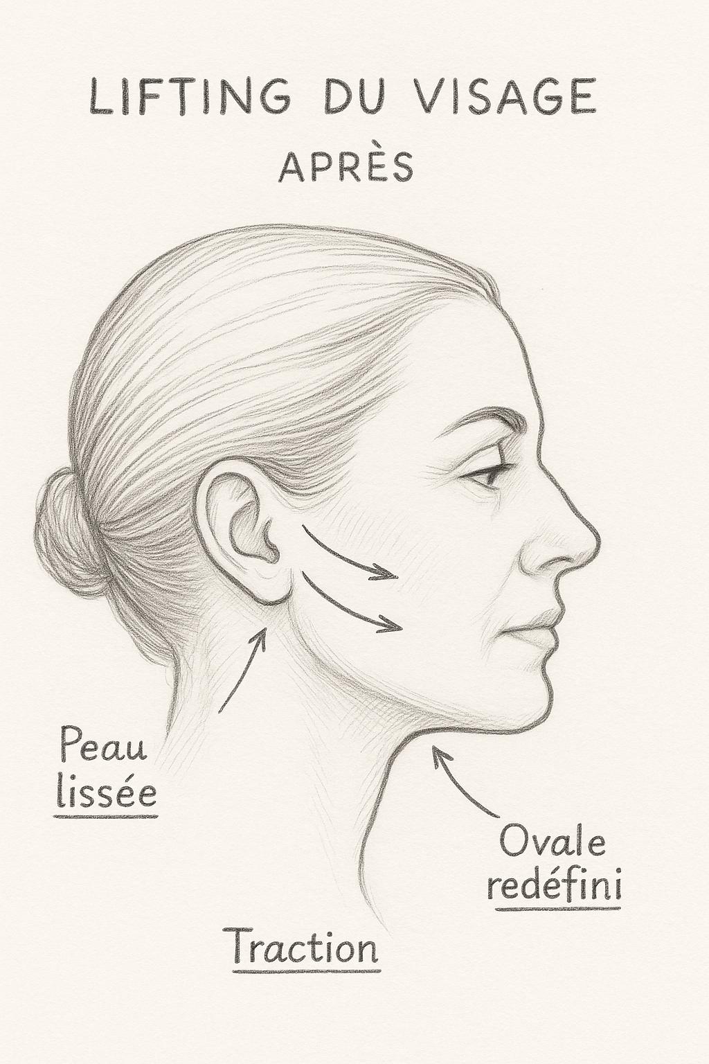 Après lifting visage - Résultat après intervention chirurgicale