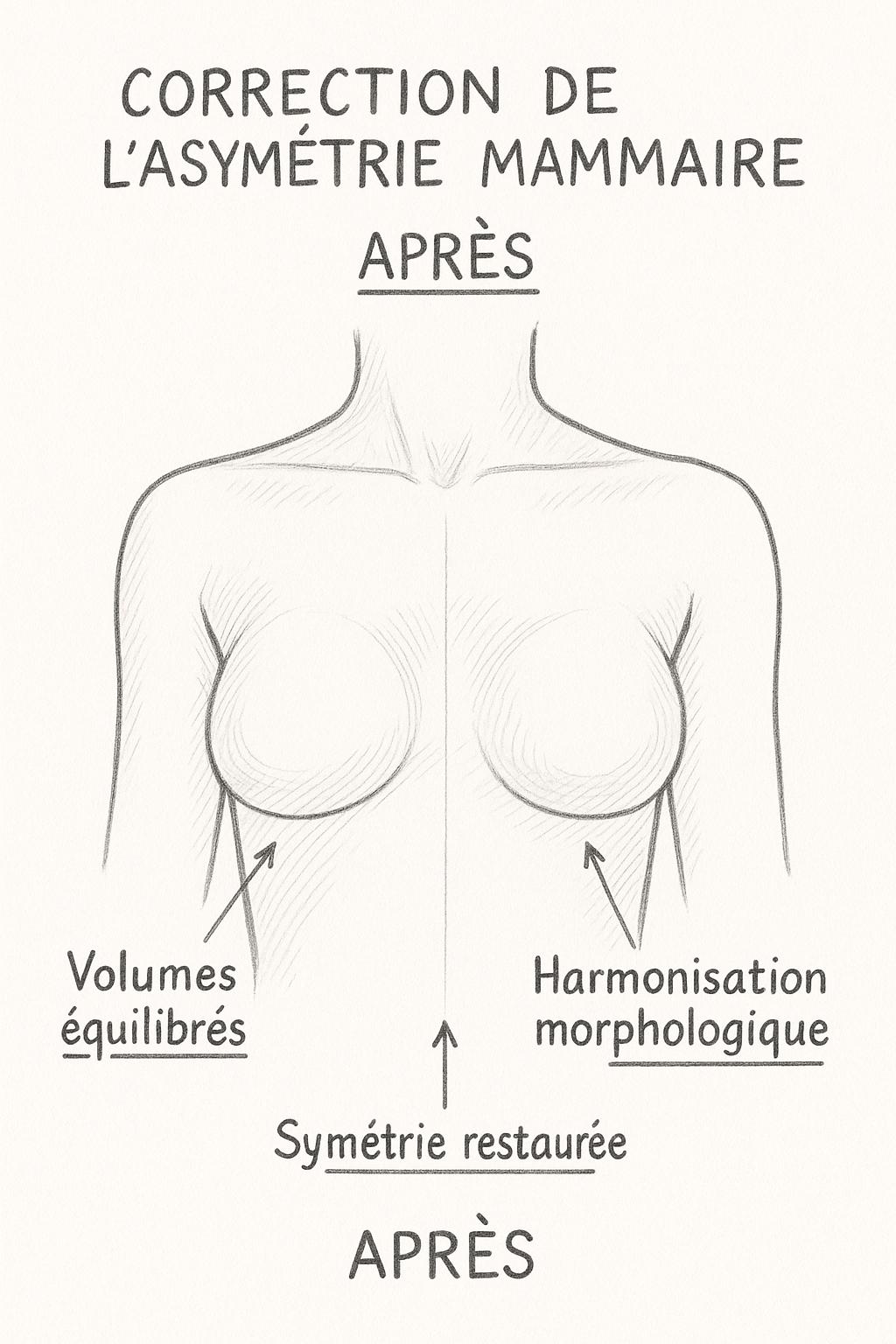 Après correction de lasymétrie mammaire ‣ Dr Faten Ben Rhouma - Site officiel Après correction de l'asymétrie mammaire - Résultat après intervention chirurgicale