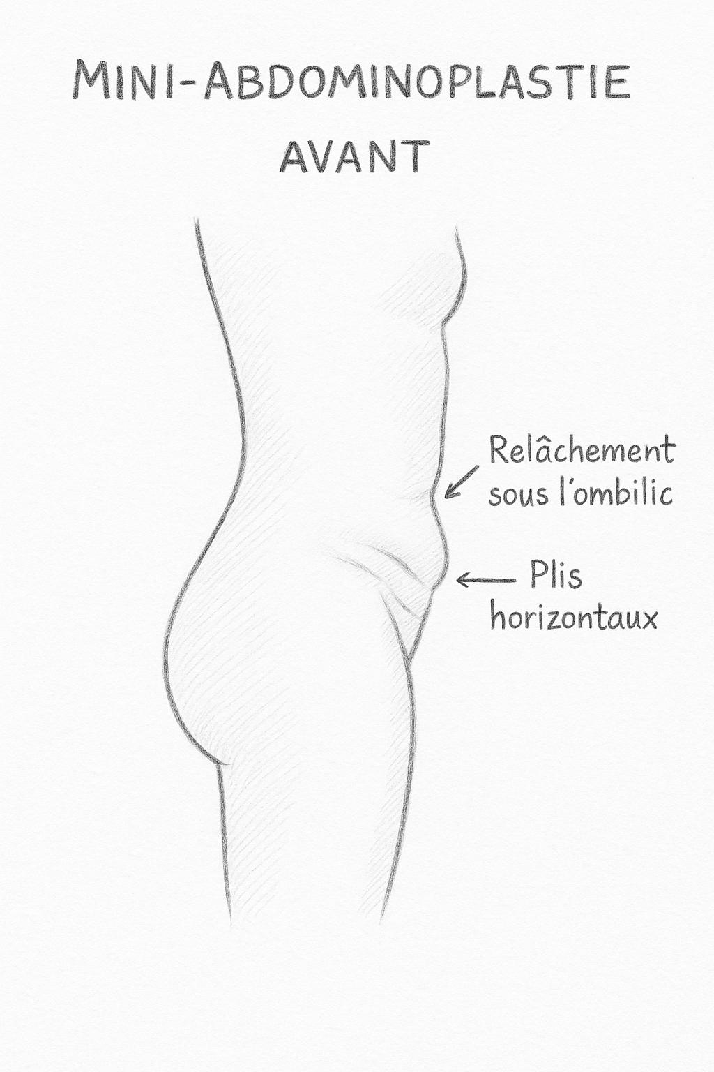 Avant mini abdominoplastie - État initial avant intervention chirurgicale