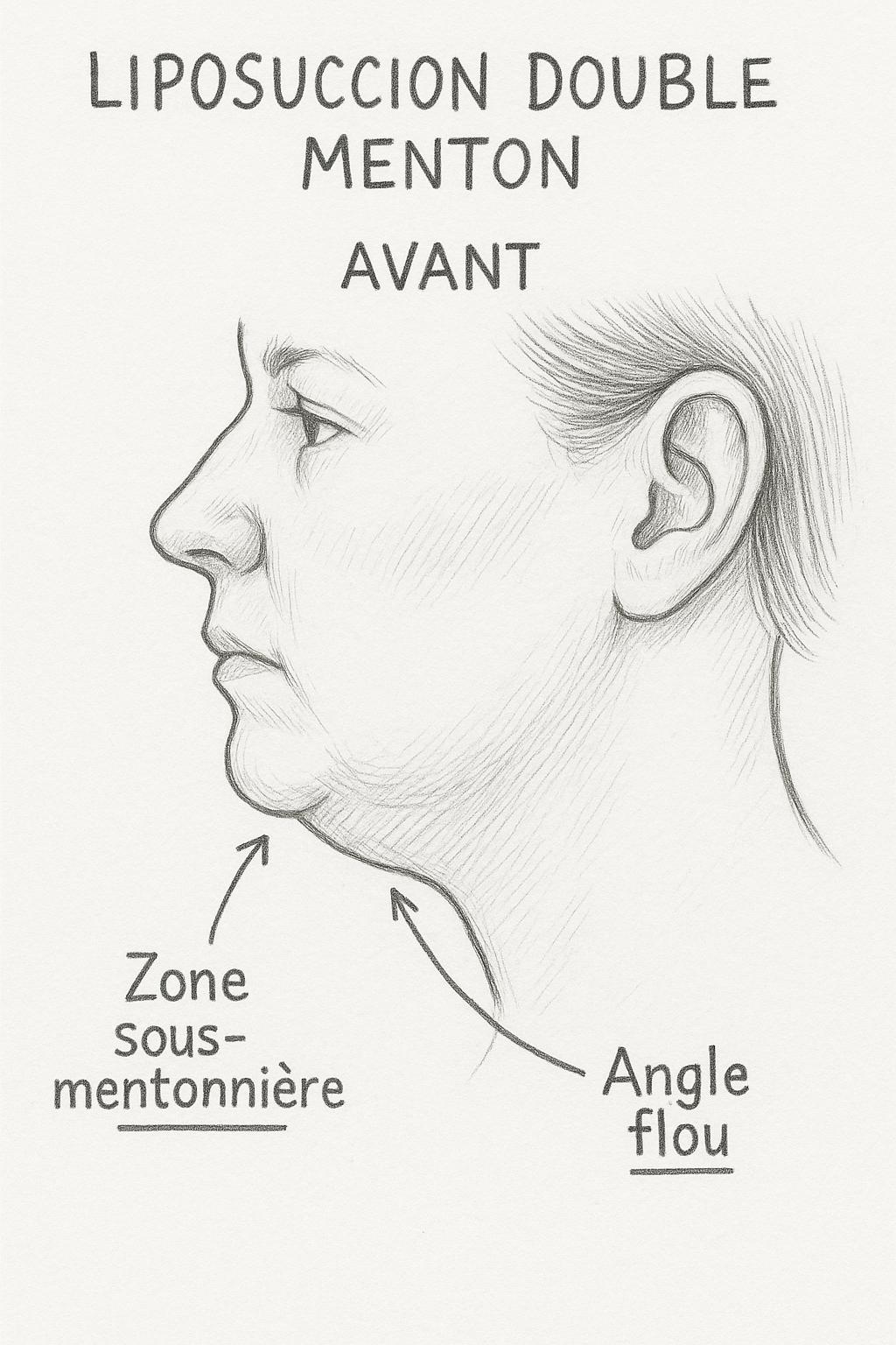 Avant liposuccion double menton ‣ Dr Faten Ben Rhouma - Site officiel Avant liposuccion double menton - État initial avant intervention chirurgicale